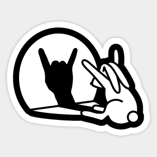 Funny rabbit shadow hand cartoon ROCK music METAL Sticker